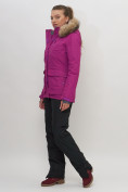Купить Куртка спортивная женская зимняя с мехом фиолетового цвета 551777F, фото 2