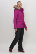 Купить Куртка спортивная женская зимняя с мехом фиолетового цвета 551777F, фото 3