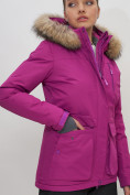Купить Куртка спортивная женская зимняя с мехом фиолетового цвета 551777F, фото 8
