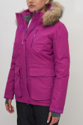 Купить Куртка спортивная женская зимняя с мехом фиолетового цвета 551777F, фото 9