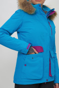 Купить Куртка спортивная женская зимняя с мехом синего цвета 551777S, фото 9