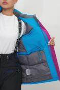 Купить Куртка спортивная женская зимняя с мехом синего цвета 551777S, фото 14