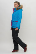 Купить Куртка спортивная женская зимняя с мехом синего цвета 551777S, фото 2