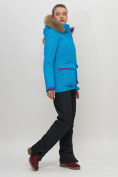 Купить Куртка спортивная женская зимняя с мехом синего цвета 551777S, фото 3