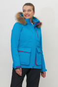 Купить Куртка спортивная женская зимняя с мехом синего цвета 551777S, фото 7
