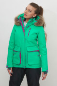 Купить Куртка спортивная женская зимняя с мехом салатового цвета 551777Sl, фото 4