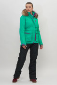 Купить Куртка спортивная женская зимняя с мехом зеленого цвета 551777Z, фото 2