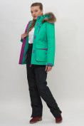Купить Куртка спортивная женская зимняя с мехом зеленого цвета 551777Z, фото 10