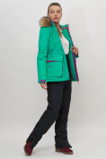 Купить Куртка спортивная женская зимняя с мехом зеленого цвета 551777Z, фото 11