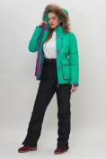 Купить Куртка спортивная женская зимняя с мехом зеленого цвета 551777Z, фото 15