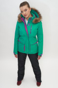Купить Куртка спортивная женская зимняя с мехом зеленого цвета 551777Z, фото 5