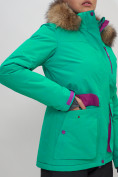 Купить Куртка спортивная женская зимняя с мехом зеленого цвета 551777Z, фото 6