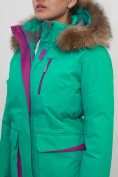 Купить Куртка спортивная женская зимняя с мехом зеленого цвета 551777Z, фото 7