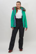 Купить Куртка спортивная женская зимняя с мехом зеленого цвета 551777Z, фото 9