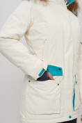 Купить Парка женская с капюшоном и мехом зимняя белого цвета 551961Bl, фото 4