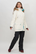 Купить Парка женская с капюшоном и мехом зимняя белого цвета 551961Bl, фото 7