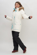 Купить Парка женская с капюшоном и мехом зимняя белого цвета 551961Bl, фото 8