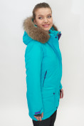 Купить Парка женская с капюшоном и мехом зимняя бирюзового цвета 551961Br, фото 10