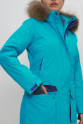 Купить Парка женская с капюшоном и мехом зимняя бирюзового цвета 551961Br, фото 13