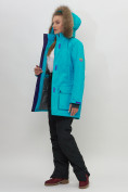 Купить Парка женская с капюшоном и мехом зимняя бирюзового цвета 551961Br, фото 5