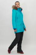 Купить Парка женская с капюшоном и мехом зимняя бирюзового цвета 551961Br, фото 3