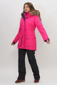 Купить Парка женская с капюшоном и мехом зимняя розового цвета 551961R, фото 4