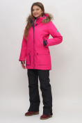 Купить Парка женская с капюшоном и мехом зимняя розового цвета 551961R, фото 2