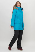 Купить Парка женская с капюшоном и мехом зимняя синего цвета 551961S, фото 10