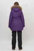Купить Парка женская с капюшоном и мехом зимняя темно-фиолетового цвета 551961TF, фото 5