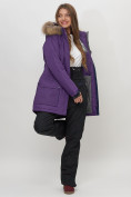 Купить Парка женская с капюшоном и мехом зимняя темно-фиолетового цвета 551961TF, фото 12