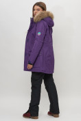 Купить Парка женская с капюшоном и мехом зимняя темно-фиолетового цвета 551961TF, фото 11