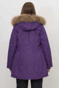 Купить Парка женская с капюшоном и мехом зимняя темно-фиолетового цвета 551961TF, фото 18