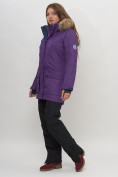 Купить Парка женская с капюшоном и мехом зимняя темно-фиолетового цвета 551961TF, фото 2