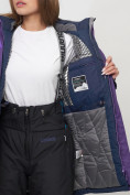 Купить Парка женская с капюшоном и мехом зимняя темно-синего цвета 551961TS, фото 11