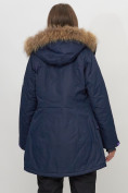 Купить Парка женская с капюшоном и мехом зимняя темно-синего цвета 551961TS, фото 8