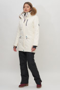 Купить Парка женская с капюшоном и мехом зимняя белого цвета 551963Bl, фото 2