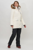 Купить Парка женская с капюшоном и мехом зимняя белого цвета 551963Bl, фото 3