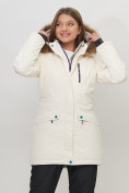 Купить Парка женская с капюшоном и мехом зимняя белого цвета 551963Bl, фото 4