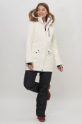 Купить Парка женская с капюшоном и мехом зимняя белого цвета 551963Bl, фото 5