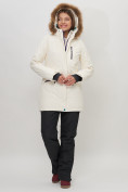 Купить Парка женская с капюшоном и мехом зимняя белого цвета 551963Bl, фото 7