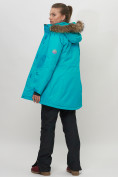 Купить Парка женская с капюшоном и мехом зимняя бирюзового цвета 551963Br, фото 16