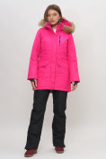 Купить Парка женская с капюшоном и мехом зимняя розового цвета 551963R