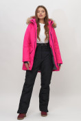 Купить Парка женская с капюшоном и мехом зимняя розового цвета 551963R, фото 11