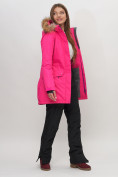 Купить Парка женская с капюшоном и мехом зимняя розового цвета 551963R, фото 12