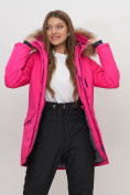 Купить Парка женская с капюшоном и мехом зимняя розового цвета 551963R, фото 14