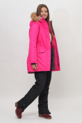 Купить Парка женская с капюшоном и мехом зимняя розового цвета 551963R, фото 15