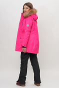 Купить Парка женская с капюшоном и мехом зимняя розового цвета 551963R, фото 16
