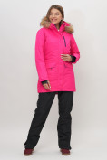 Купить Парка женская с капюшоном и мехом зимняя розового цвета 551963R, фото 3