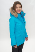 Купить Парка женская с капюшоном и мехом зимняя синего цвета 551963S, фото 6