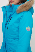 Купить Парка женская с капюшоном и мехом зимняя синего цвета 551963S, фото 8
